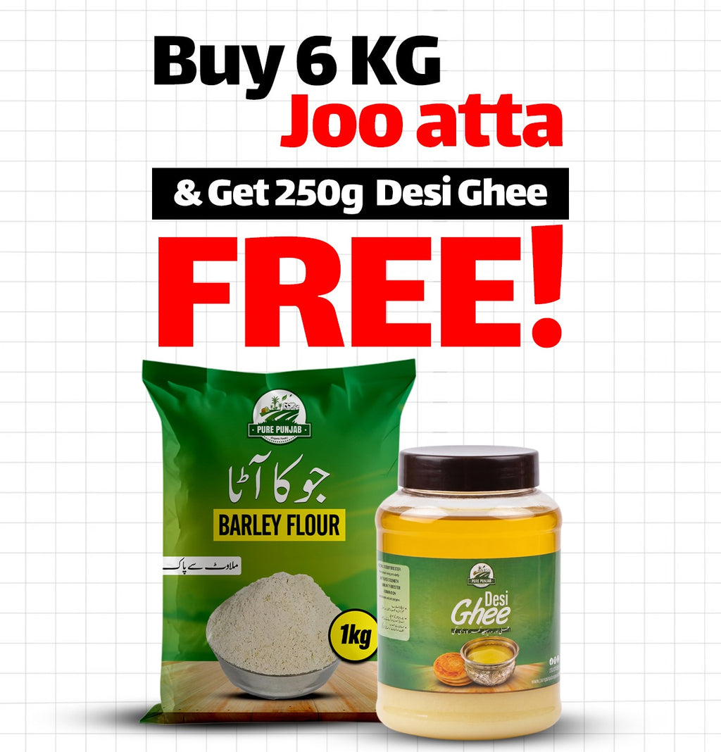 6KG Barley Flour + 250G Desi Ghee FREE | چھ کلو جو کا آٹا + 250 گرام دیسی گھی بالکل مفت